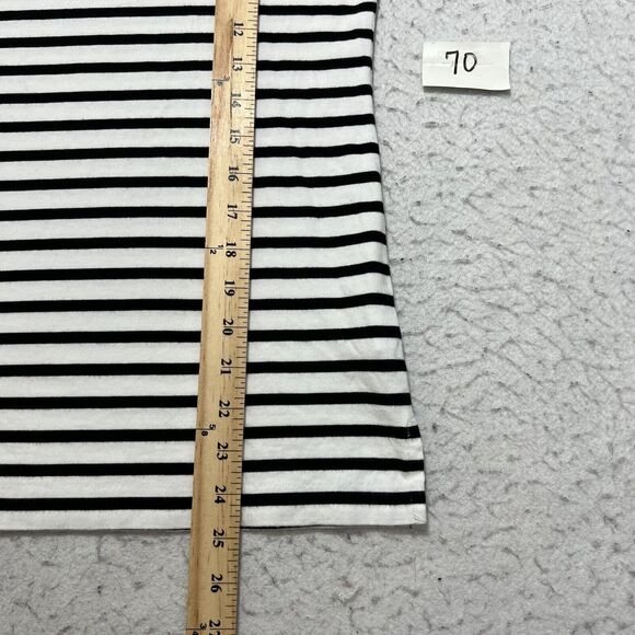 J. Crew Women's Medium Embroidered Floral Top Flared Sleeve Black White Striped - Picture 8 of 12